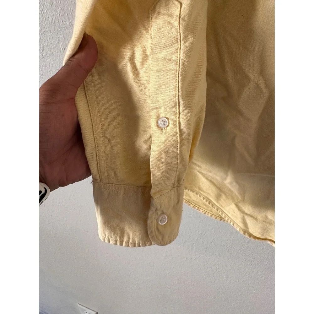 J. Crew Mens Flex Oxford Button Down Shirt Yellow Slim Fit Cotton Size S
